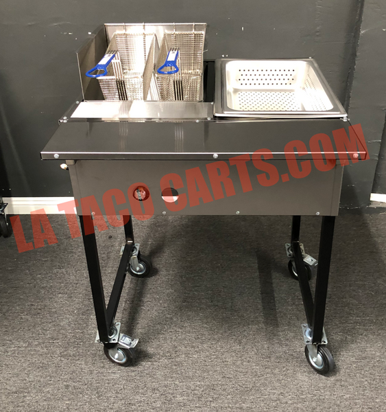 97) Deluxe Portable Double Fryer W/ Drip Pan – LA Taco Carts